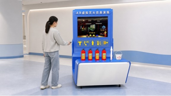 小房间要做应急安全体验站，VR、灭火、报警、AED和结绳怎么摆才有逻辑？